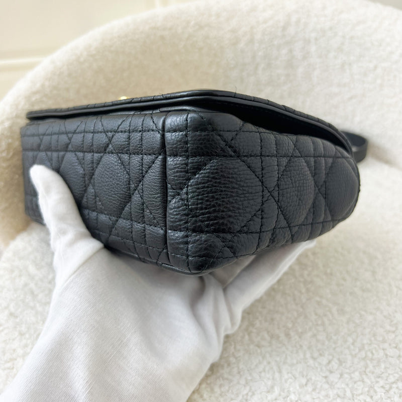 Dior Small Caro Flap Bag in Black Calfskin GHW