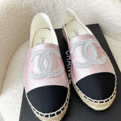 Chanel Espadrilles in Iridescent Pink Fabric Sz 37