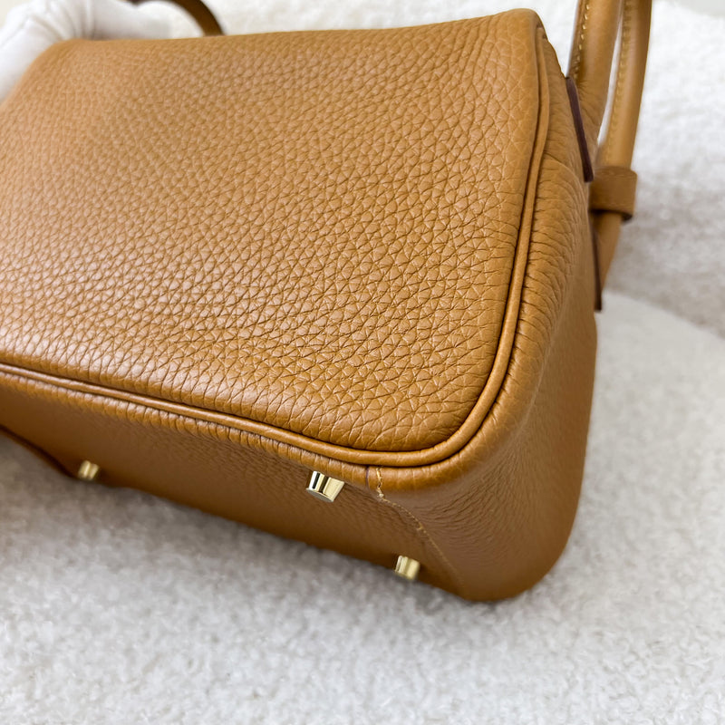 Hermes Mini Lindy in Sesame Clemence Leather and GHW