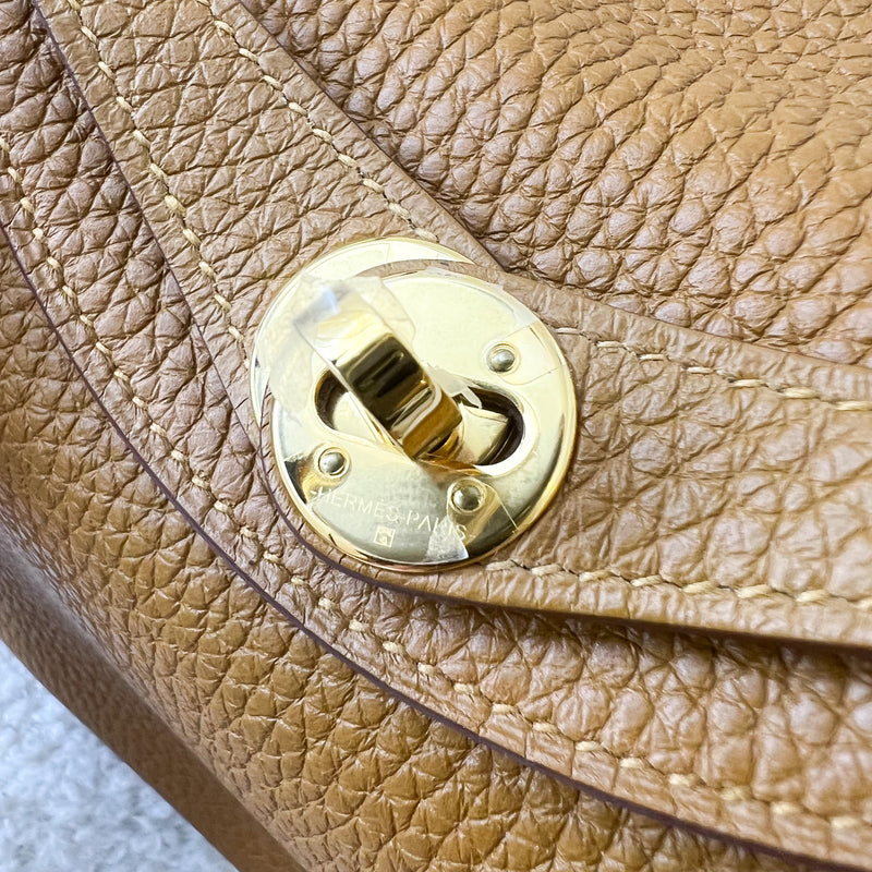 Hermes Mini Lindy in Sesame Clemence Leather and GHW