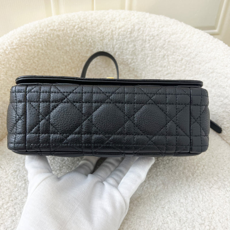 Dior Small Caro Flap Bag in Black Calfskin GHW