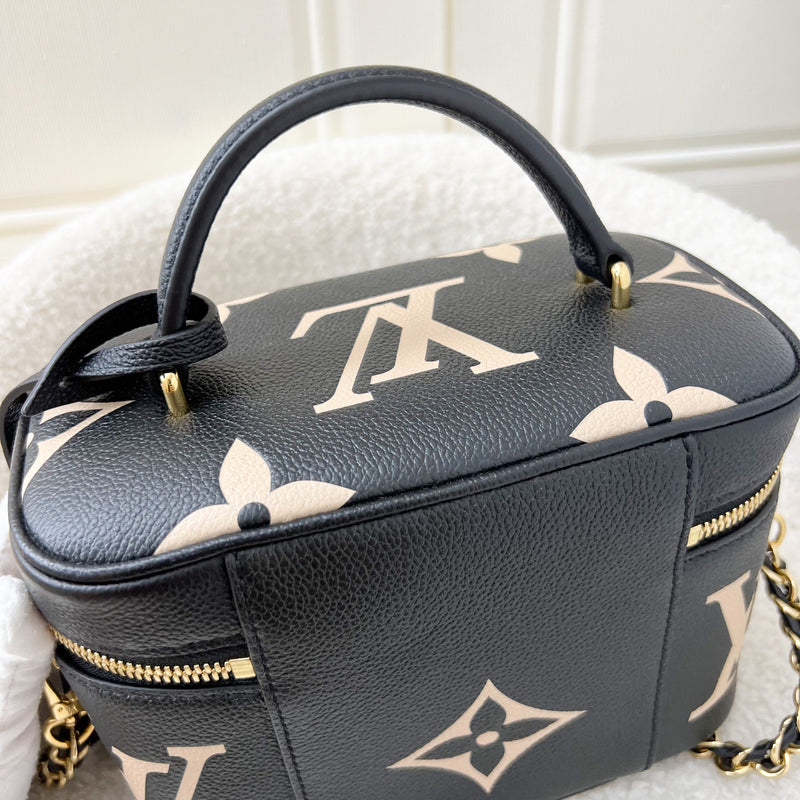 LV Vanity PM in Black and Creme Giant Monogram Empreinte Leather GHW