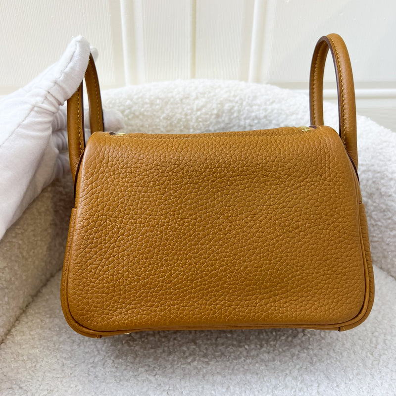 Hermes Mini Lindy in Sesame Clemence Leather and GHW