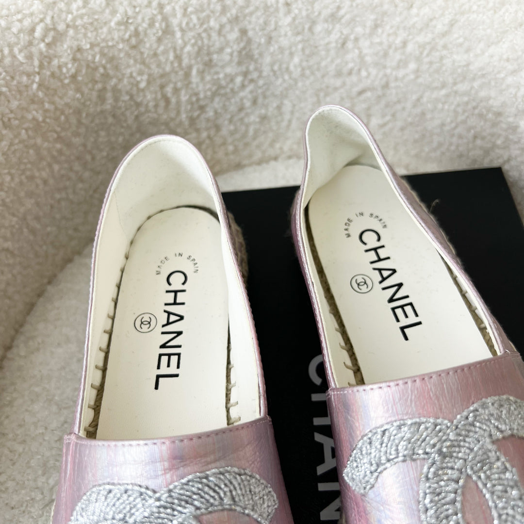 Chanel Espadrilles in Iridescent Pink Fabric Sz 37 Brands Lover