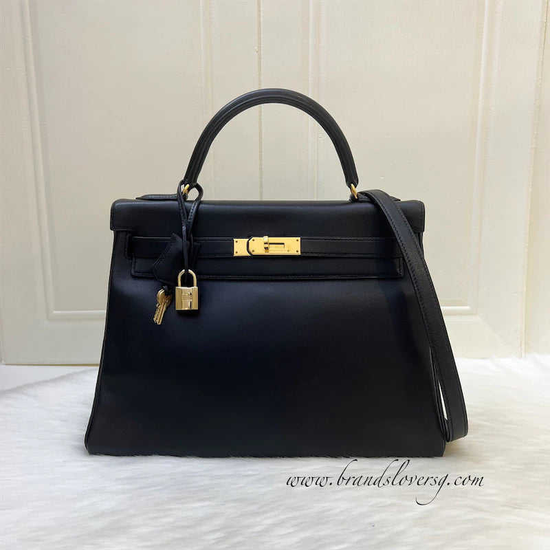 Hermes Kelly 32 in Noir Black Swift Leather and GHW