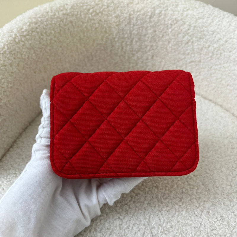 Chanel 2023 VIP Clutch on Chain in Red Jersey, Pink Interior and LGHW