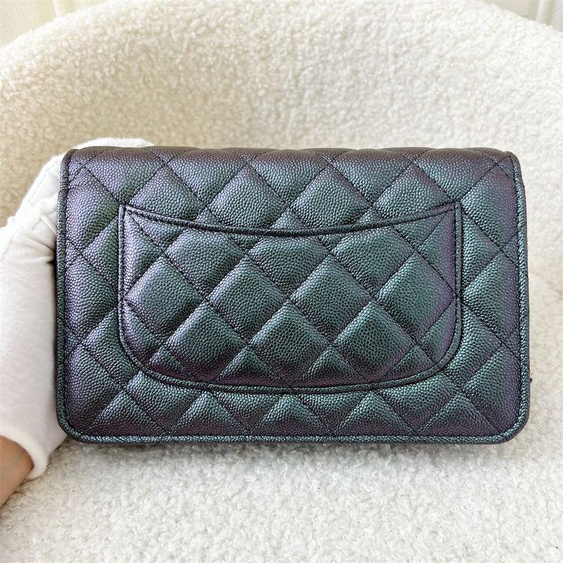 Chanel Wallet on Chain WOC in 19S Iridescent Caviar with MOP Logo