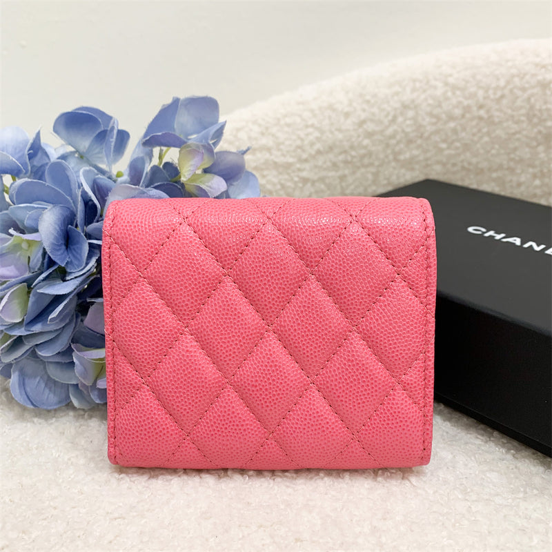 Chanel Mini Compact Trifold Wallet in Pink Caviar LGHW