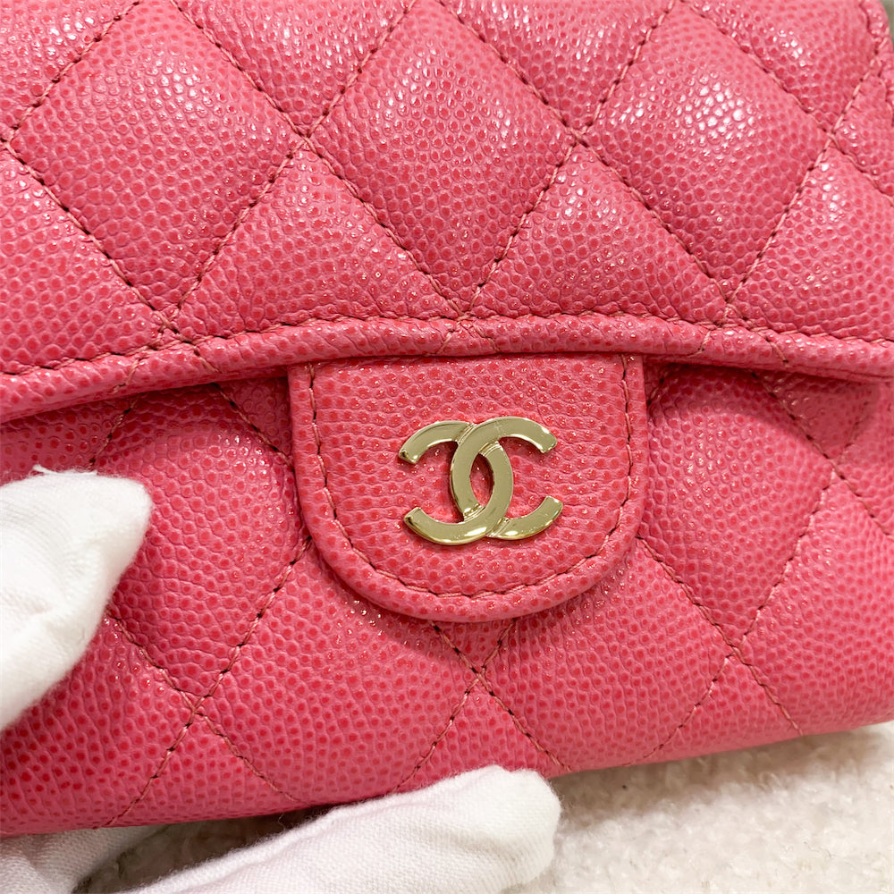 Chanel 22P Small Compact Wallet, Caviar, Pink GHW - Laulay Luxury