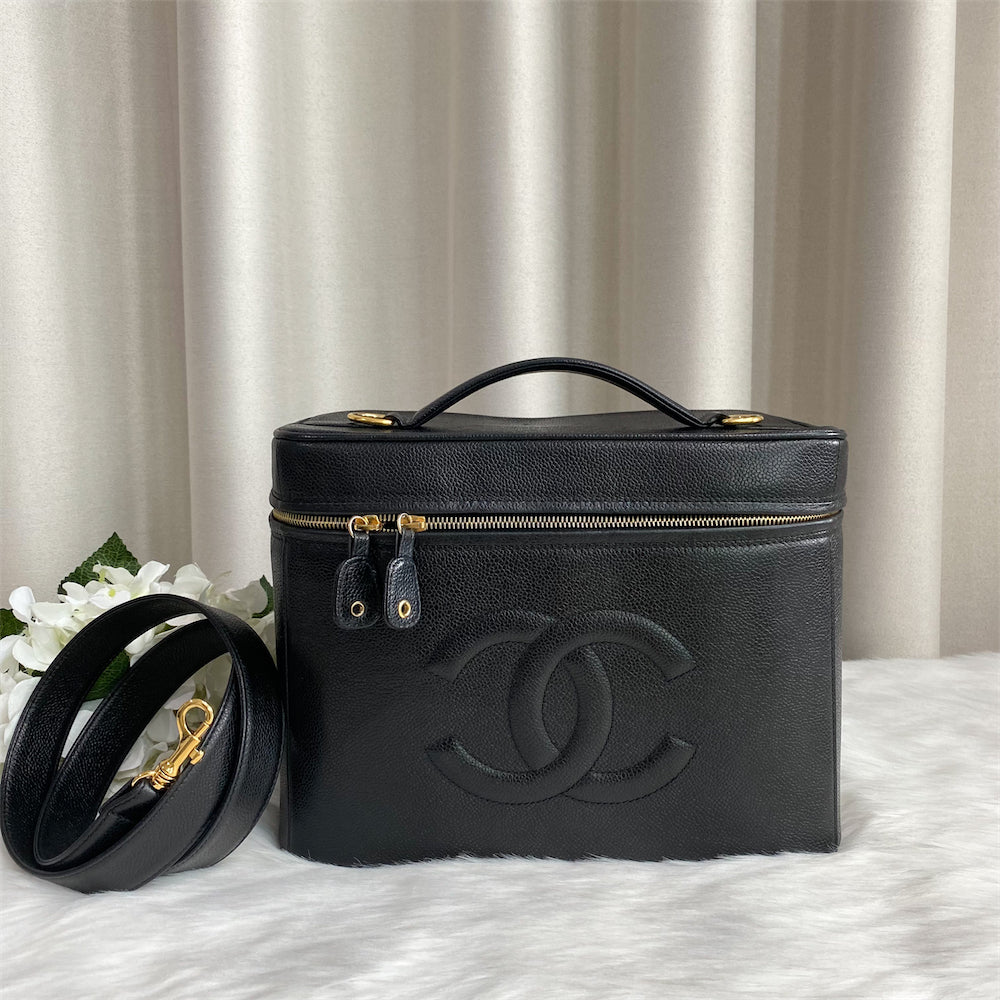 Chanel Vintage Timeless Vanity Case in Black Caviar GHW – Brands Lover