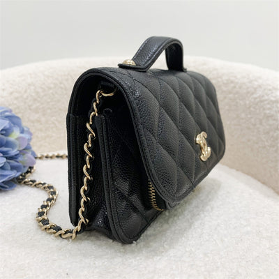 Chanel Micro Business Affinity Flap / WOC in Black Caviar LGHW