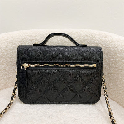 Chanel Micro Business Affinity Flap / WOC in Black Caviar LGHW