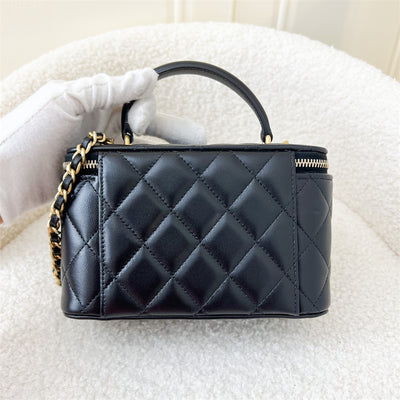 Chanel 21A Small Top Handle Vanity in Black Lambskin AGHW