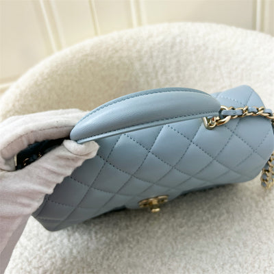 Chanel Top Handle Mini Rectangular Flap in 22P Light Blue Lambskin LGHW