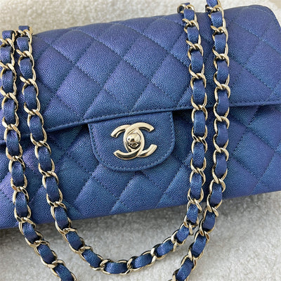 Chanel Small Classic Flap CF in 19S Iridescent Blue Caviar LGHW