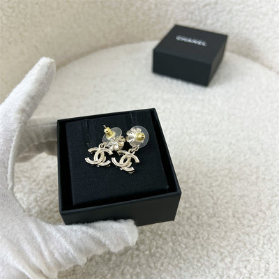 Chanel Flower and CC Logo Earrings in LGHW