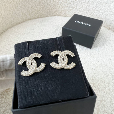 Chanel CC Logo Earrings with Diamantes SHW
