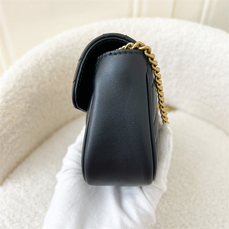 Gucci Marmont Super Mini Flap in Black Calfskin AGHW
