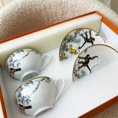 Hermes Carnets d'Equateur Tea Cup and Saucer Set