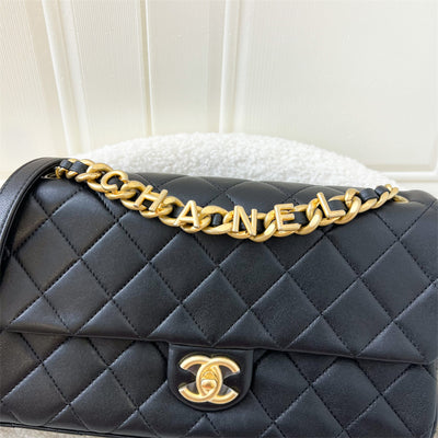 Chanel 23P Medium Flap Bag in Black Lambskin AGHW