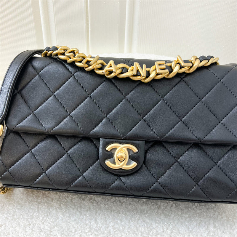 Chanel 23P Medium Flap Bag in Black Lambskin AGHW