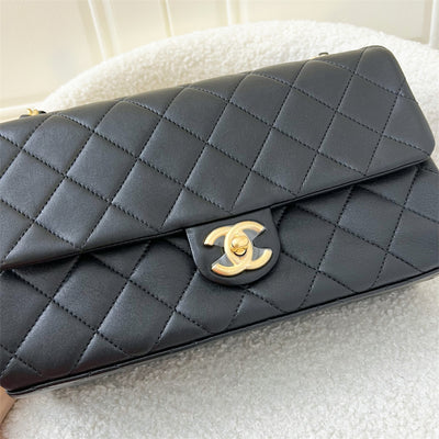 Chanel 23P Medium Flap Bag in Black Lambskin AGHW