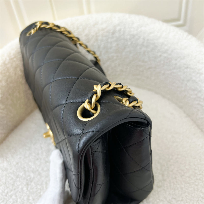 Chanel 23P Medium Flap Bag in Black Lambskin AGHW