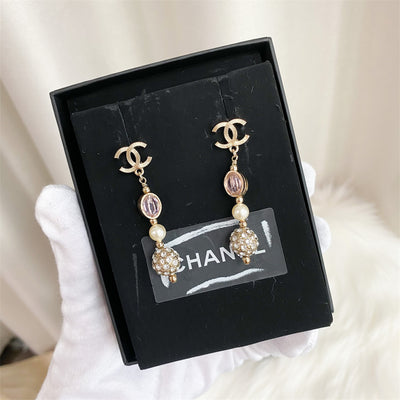 Chanel Dangling Earrings with Purple Crystals