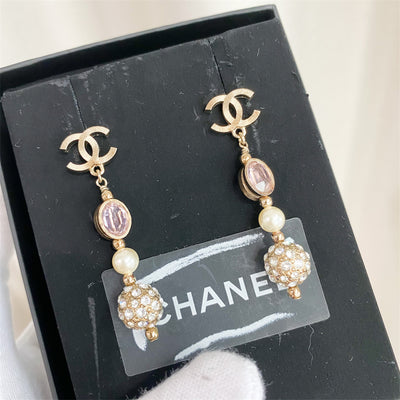 Chanel Dangling Earrings with Purple Crystals