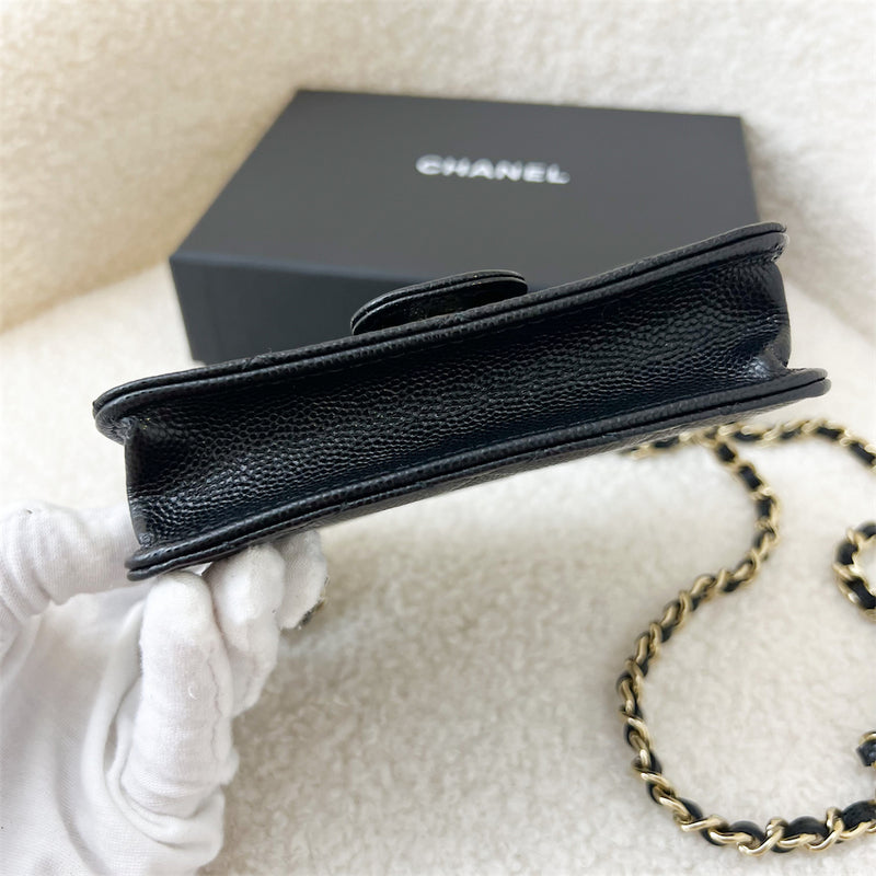 Chanel Micro Classic Clutch with Chain in Black Caviar LGHW