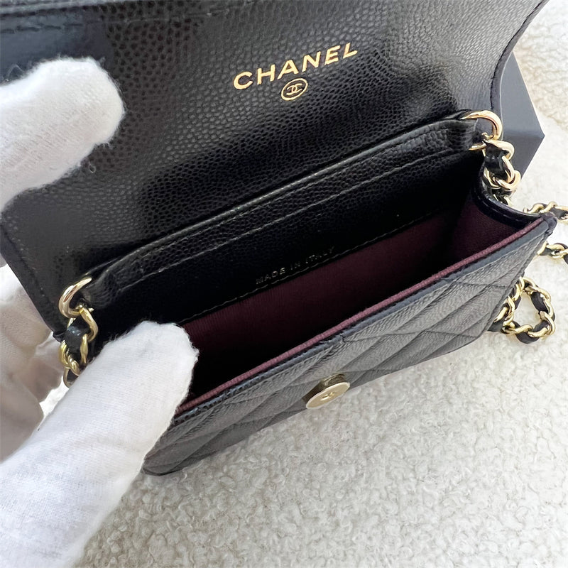 Chanel Micro Classic Clutch with Chain in Black Caviar LGHW