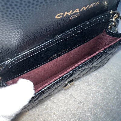 Chanel Micro Classic Clutch with Chain in Black Caviar LGHW