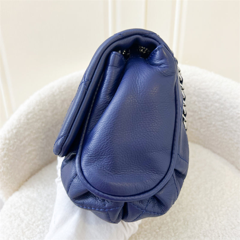 Chanel Seasonal Dumpling Fold Flap Bag in Blue Calfskin SHW