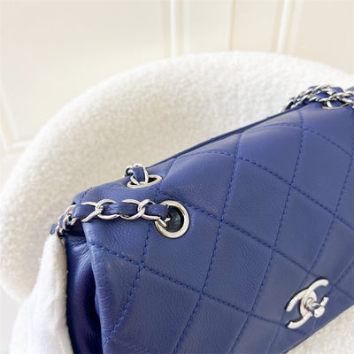 Chanel Seasonal Dumpling Fold Flap Bag in Blue Calfskin SHW