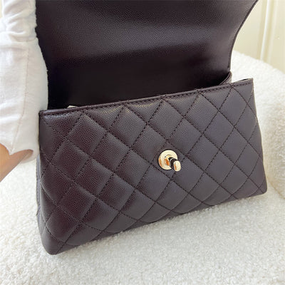 Chanel Small (24cm) Coco Handle in Dark Brown (Almost Black) Caviar and LGHW