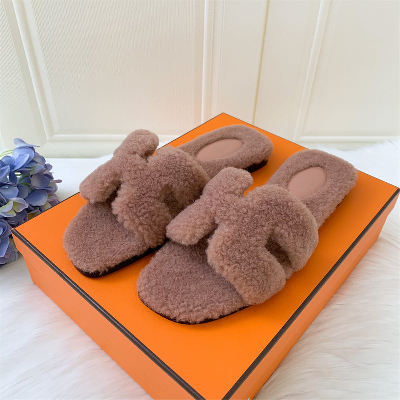 Hermes Teddy Bear Oran Sandals in Fur Size 36