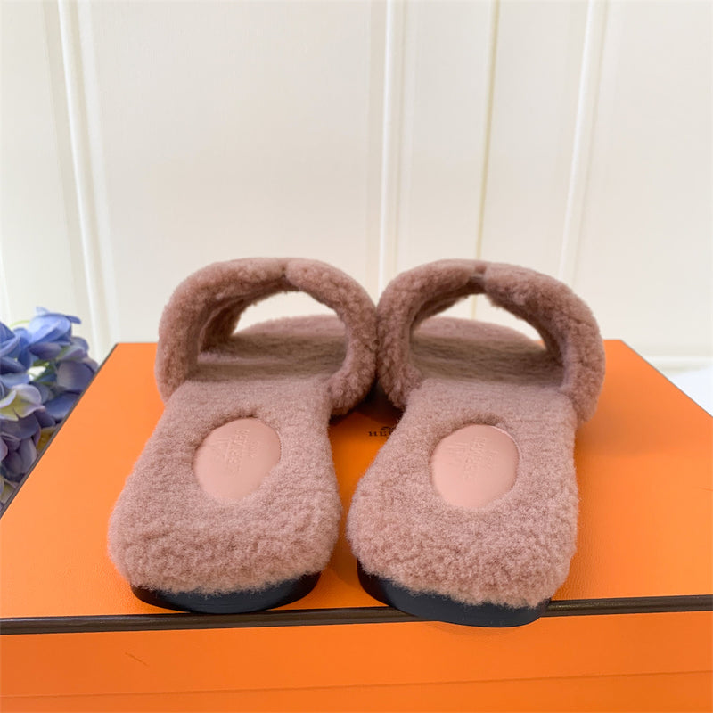 Hermes Teddy Bear Oran Sandals in Fur Size 36