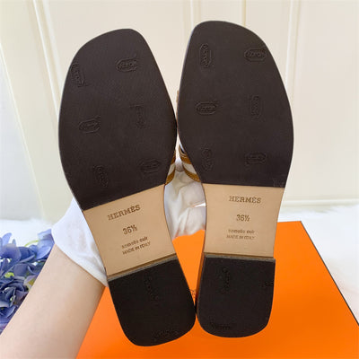Hermes Oran Sandals in Noisette / Beige Dore Size 36.5