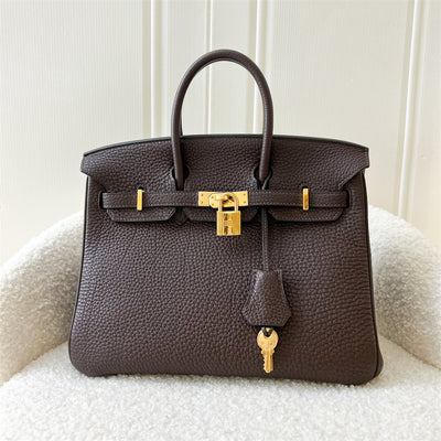 Hermes Birkin 25 in Chocolate Togo Leather and GHW