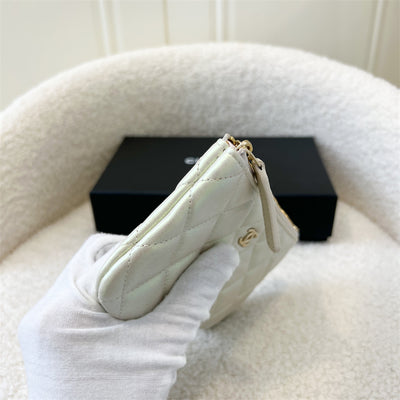 Chanel Mini O-Case in Iridescent White Lambskin LGHW