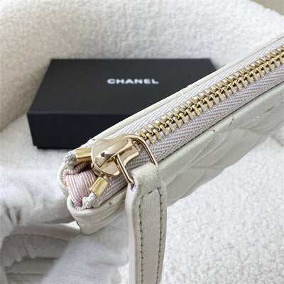 Chanel Mini O-Case in Iridescent White Lambskin LGHW