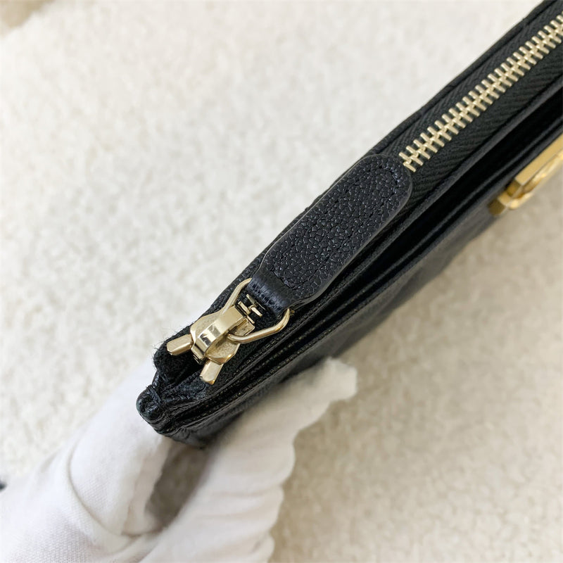 Chanel Boy Flat Wallet / Slim Purse in Black Caviar AGHW