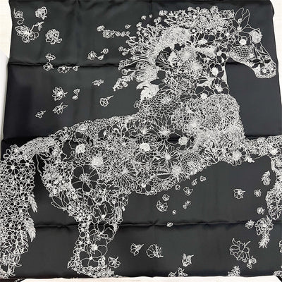 Hermes Robe Legere 90cm Scarf in HG / Noir / Blanc 100% Silk