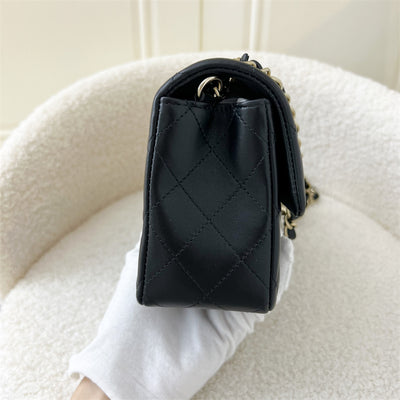 Chanel Classic Mini Rectangle Flap in Black Lambskin LGHW