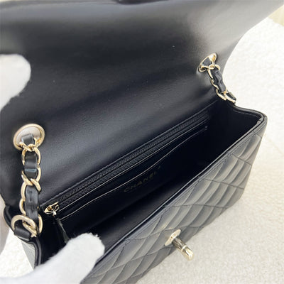 Chanel Classic Mini Rectangle Flap in Black Lambskin LGHW