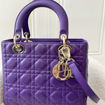 Dior Medium Lady Dior in Purple Lambskin LGHW