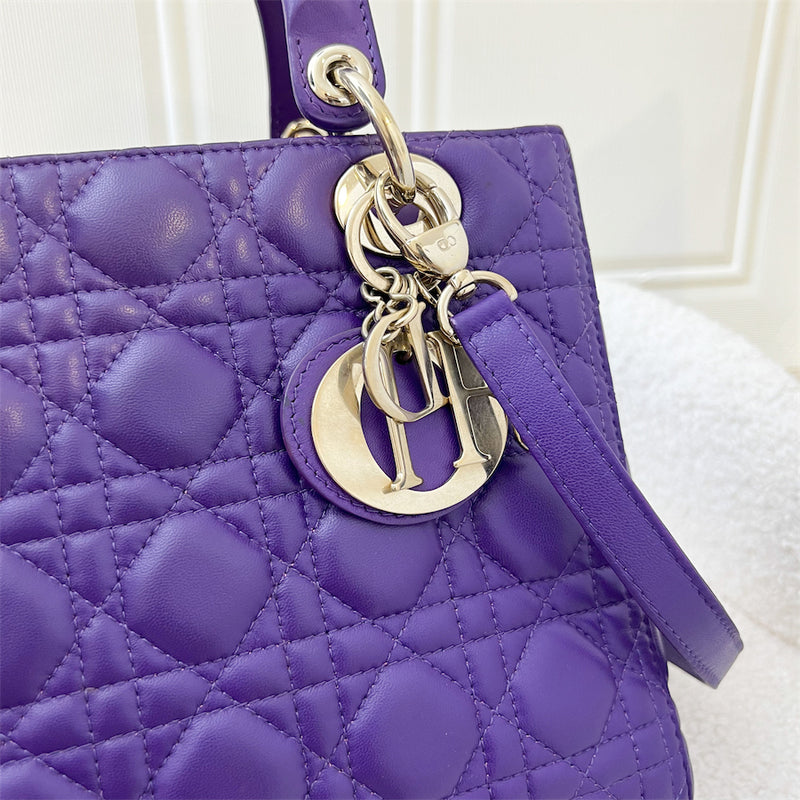 Dior Medium Lady Dior in Purple Lambskin LGHW