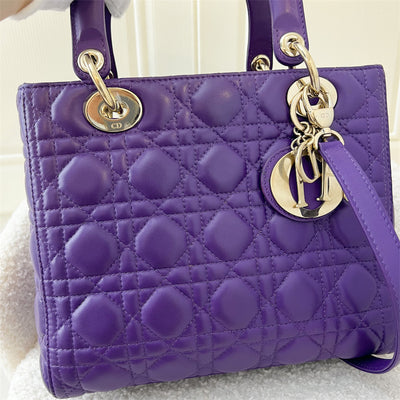 Dior Medium Lady Dior in Purple Lambskin LGHW