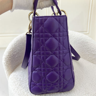 Dior Medium Lady Dior in Purple Lambskin LGHW