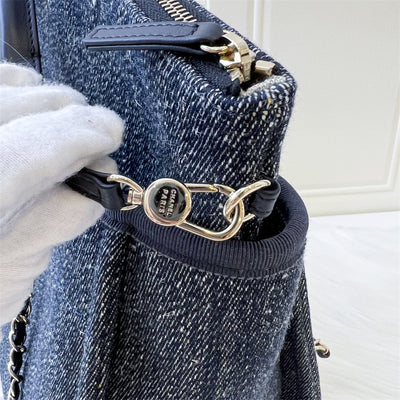 Chanel Small Deauville Shopping Tote in Dark Blue Denim Fabric and LGHW